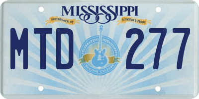 MS license plate MTD277