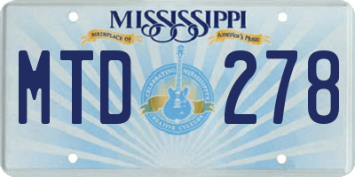 MS license plate MTD278