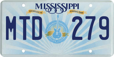 MS license plate MTD279