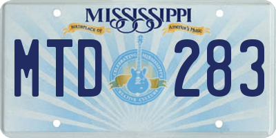 MS license plate MTD283