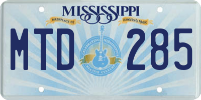 MS license plate MTD285