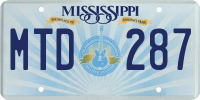 MS license plate MTD287