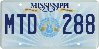 MS license plate MTD288