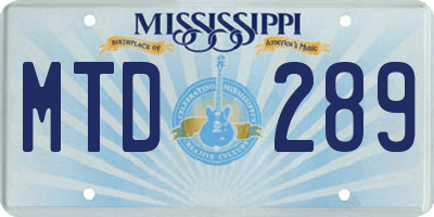 MS license plate MTD289