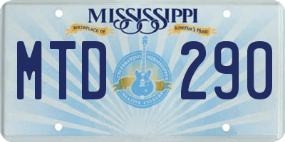 MS license plate MTD290