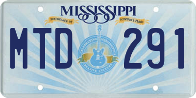 MS license plate MTD291