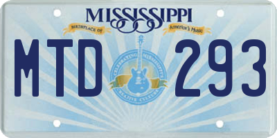 MS license plate MTD293