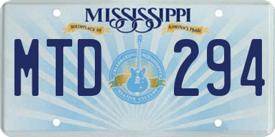 MS license plate MTD294