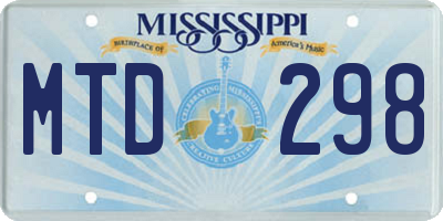 MS license plate MTD298
