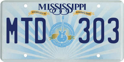 MS license plate MTD303