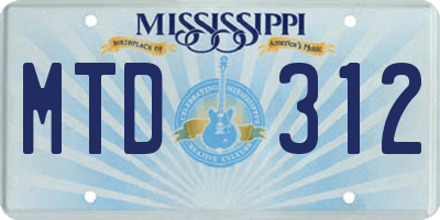 MS license plate MTD312