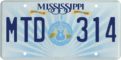 MS license plate MTD314