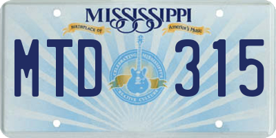 MS license plate MTD315
