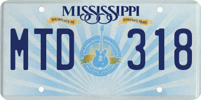 MS license plate MTD318