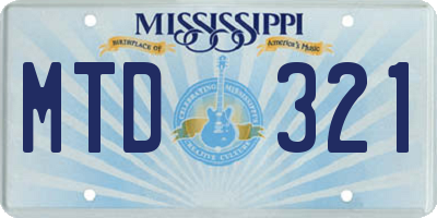MS license plate MTD321