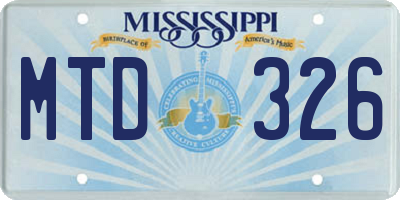 MS license plate MTD326