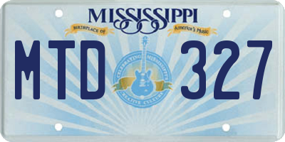 MS license plate MTD327