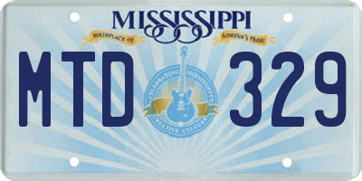 MS license plate MTD329