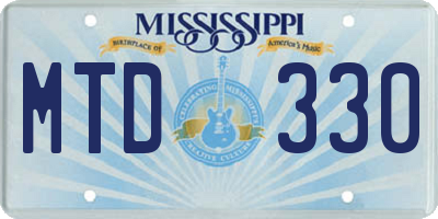 MS license plate MTD330