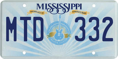 MS license plate MTD332