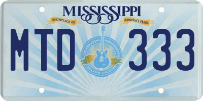 MS license plate MTD333