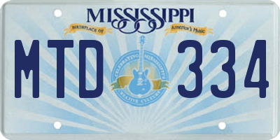 MS license plate MTD334