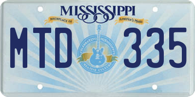 MS license plate MTD335