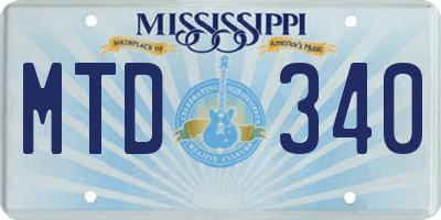MS license plate MTD340