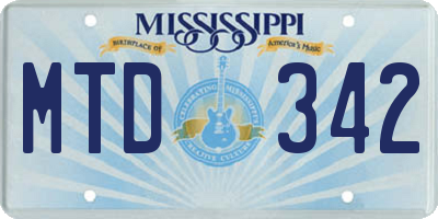 MS license plate MTD342