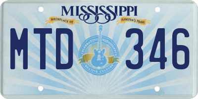 MS license plate MTD346