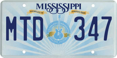 MS license plate MTD347