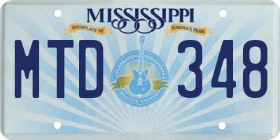 MS license plate MTD348