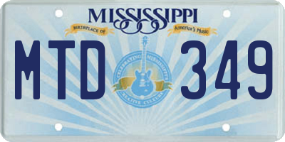 MS license plate MTD349