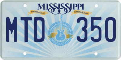 MS license plate MTD350