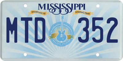 MS license plate MTD352