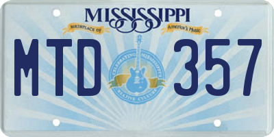 MS license plate MTD357