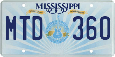 MS license plate MTD360