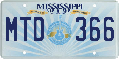 MS license plate MTD366