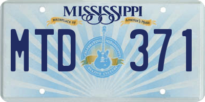 MS license plate MTD371