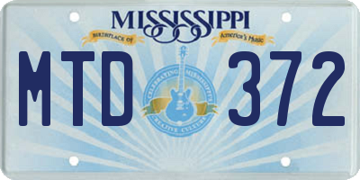 MS license plate MTD372