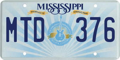 MS license plate MTD376