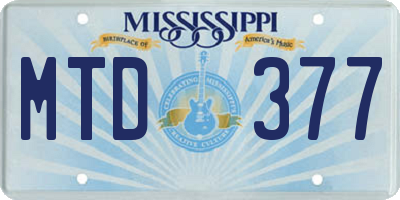 MS license plate MTD377