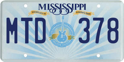 MS license plate MTD378