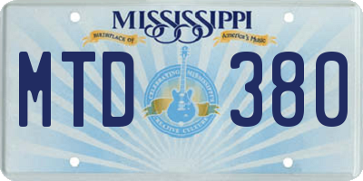 MS license plate MTD380