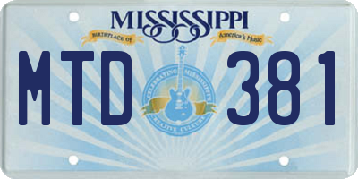 MS license plate MTD381