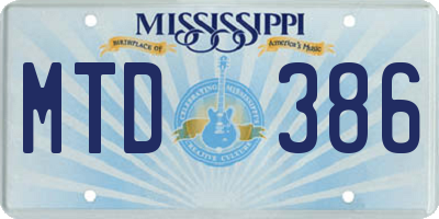 MS license plate MTD386