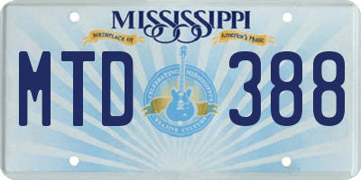 MS license plate MTD388