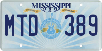 MS license plate MTD389