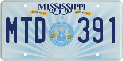 MS license plate MTD391