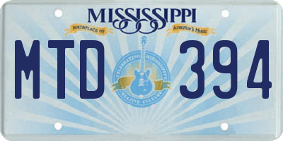 MS license plate MTD394